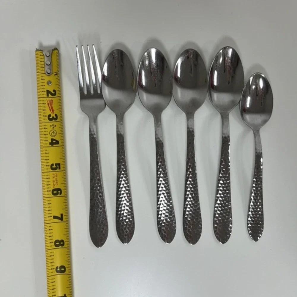 CORELLE COORDINATES  Lot of 6 Pieces HAMMERED 18/0 Stainless Flatware‎ MCM